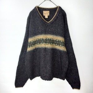 90s　アメリカ製　ウールリッチ　Vネックニット　セーター　モヘア　グレー　L