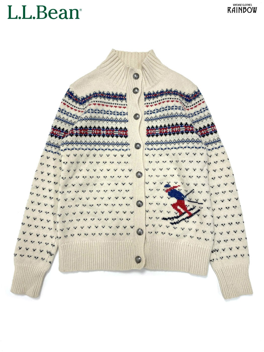 エルエルビーン L.L.Bean 希少 ニット セーター ホワイト 花柄 エルエルビーン L.L.Bean 希少 ニット セーター ホワイト 花柄