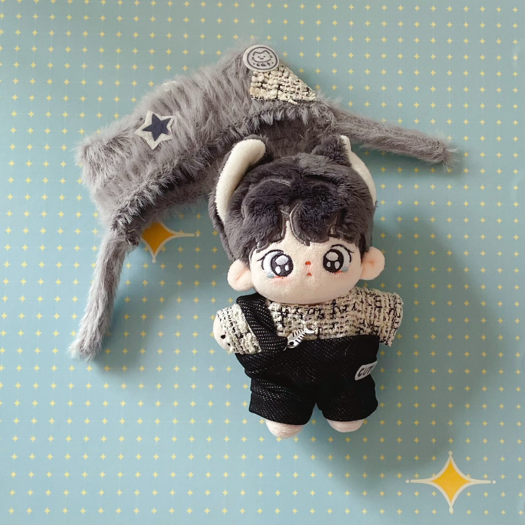 10cmぬいぐるみ用 着せ替え服 ぬい服 コスチューム ちびぬい 灰色の猫