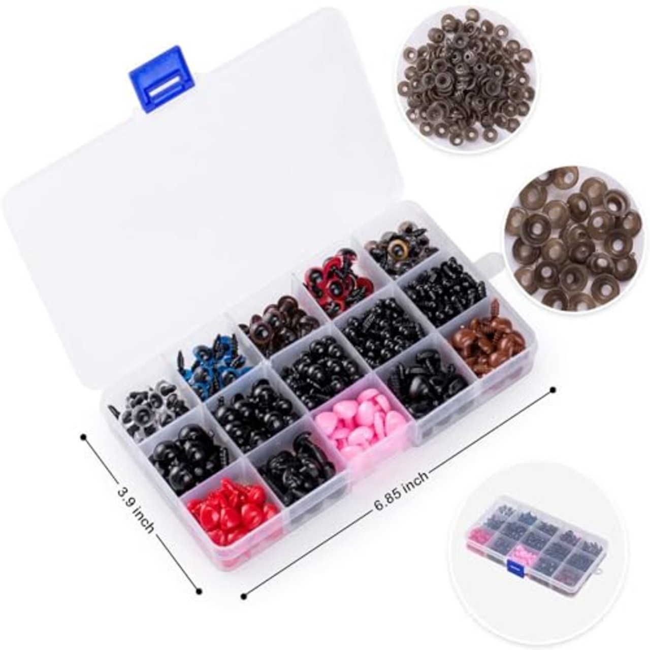 MOMI ぬいぐるみ 目 パーツ 目玉 パーツ さし目 ドールアイ さし鼻 動物鼻 手芸パーツ 手作り DIY 縫製 パーツ 材料 黒目 動物 人形 おもちゃ 752pcs 多色 （5mm/6mm/8mm/10mm/12mm）