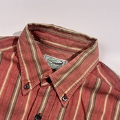 Crocodile クロコダイル ストライプ BD ボタンダウン 長袖シャツ M/ピンク系 メンズ