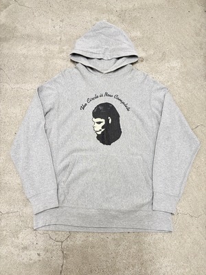 90～00s A BATHING APE/BIG FACE print Hoodie/初期タグ/M/ビッグフェイスプリントフ－ディ－/ロゴプリント/グレ－/BAPE/アベイシングエイプ