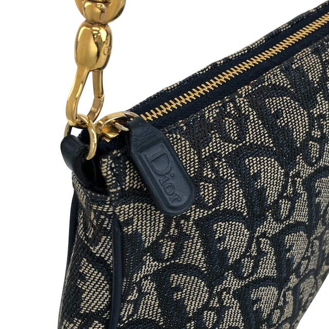 Christian Dior クリスチャン ディオール トロッター ショルダーバッグ ネイビー キャンバス サドルバッグ アクセサリーポーチ vintage ヴィンテージ オールド rdybbf