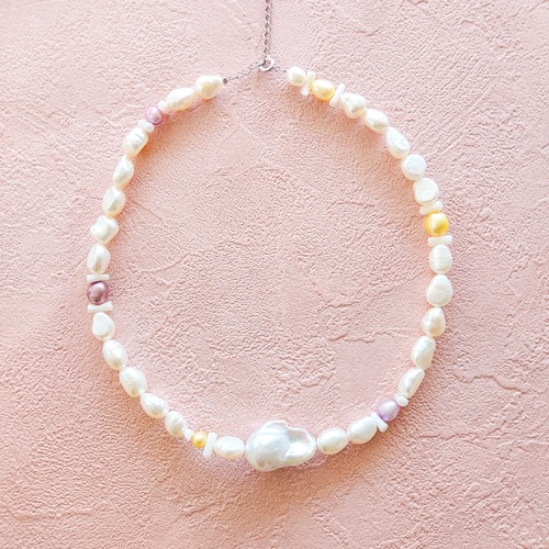 SV925 baroque Pearls summer colorful necklace (adjustable) 04