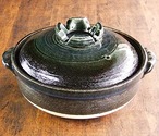 土鍋 10号 直火専用 瑠璃釉 5〜6人用 萬古焼