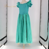 フラダンス 衣装 ワンピース ドレス パンドール グリーン系 ブルー系 Paondor 日本製 チュールスカート フリル ワンカラー 無地 シンプル かわいい 華やか 鮮やか 明るい 上品 綺麗 ハワイアン アロハ フラ ダンス レッスン 練習