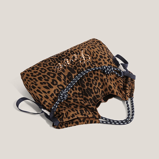 leopard drawstring tote bag　レオパードドローストリングトートバッグ　J1457