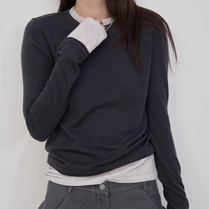 Fake two-piece knitted base shirt (SN322)