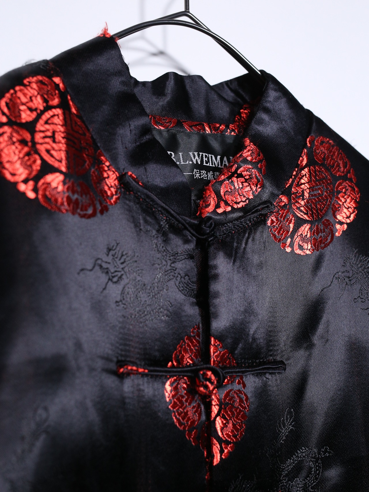 XXXL over silhouette 紋様 satin china shirt jacket - 9