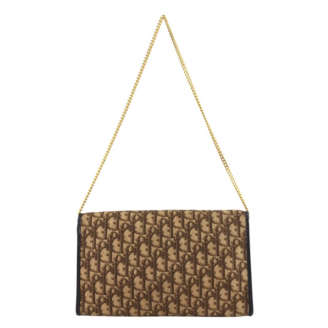 Christian Dior クリスチャン ディオール トロッター ショルダーバッグ ブラウン ロゴ ジャガード チェーン vintage ヴィンテージ オールド j6x28z