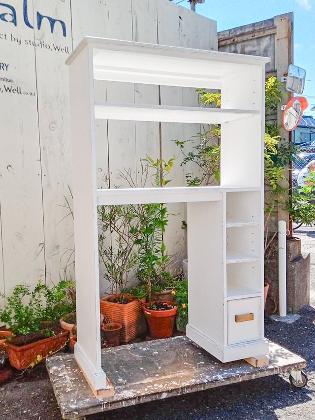 フランスアンティーク調キッチンラック オーダーメイドスキマ家具 アンティークホワイトW1000