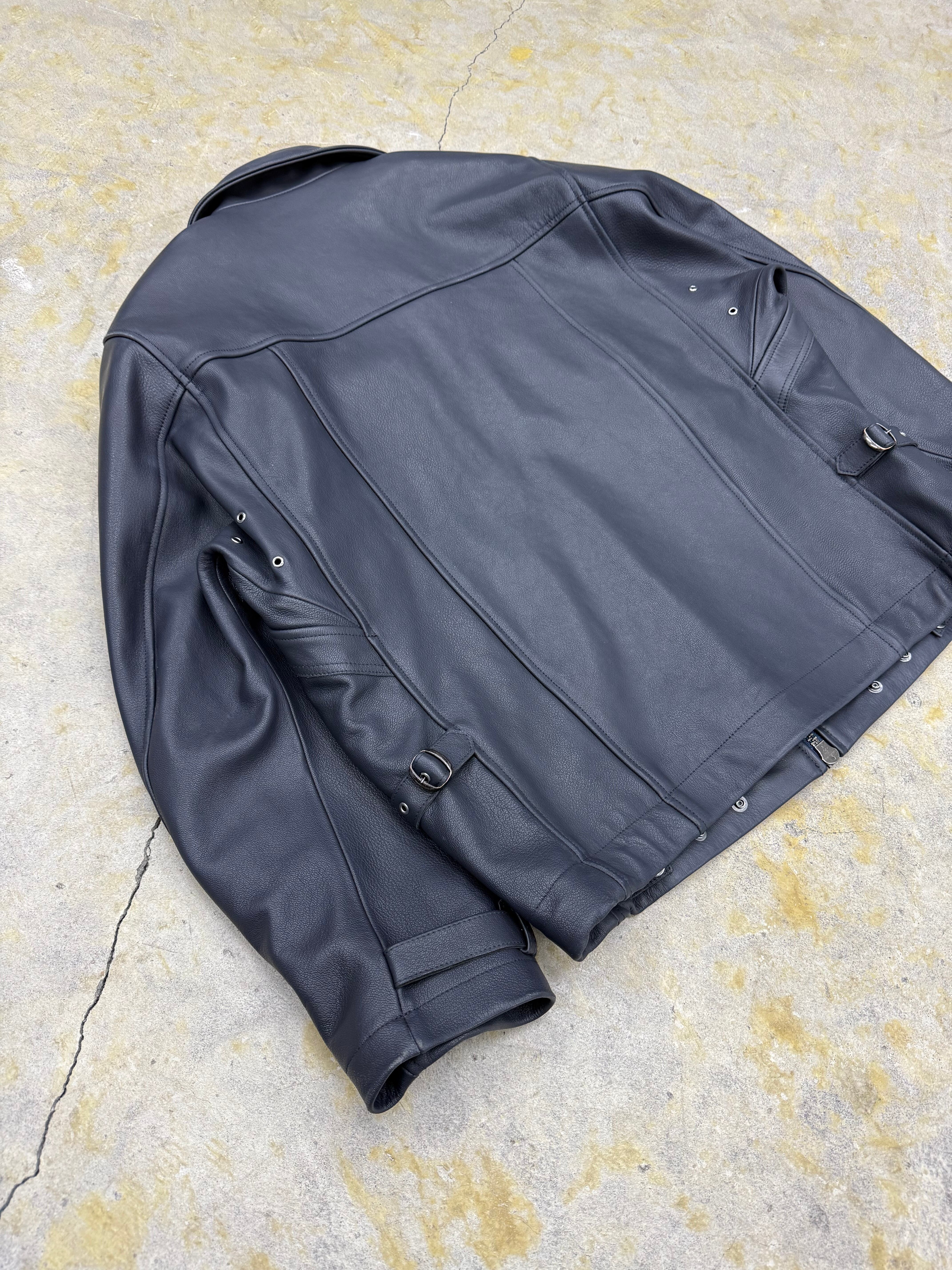 DAIRIKU | Millitary Leather Flight Jacket | Navy×Black | HOWDAY