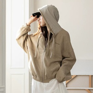 check hood zip-up parka 14795