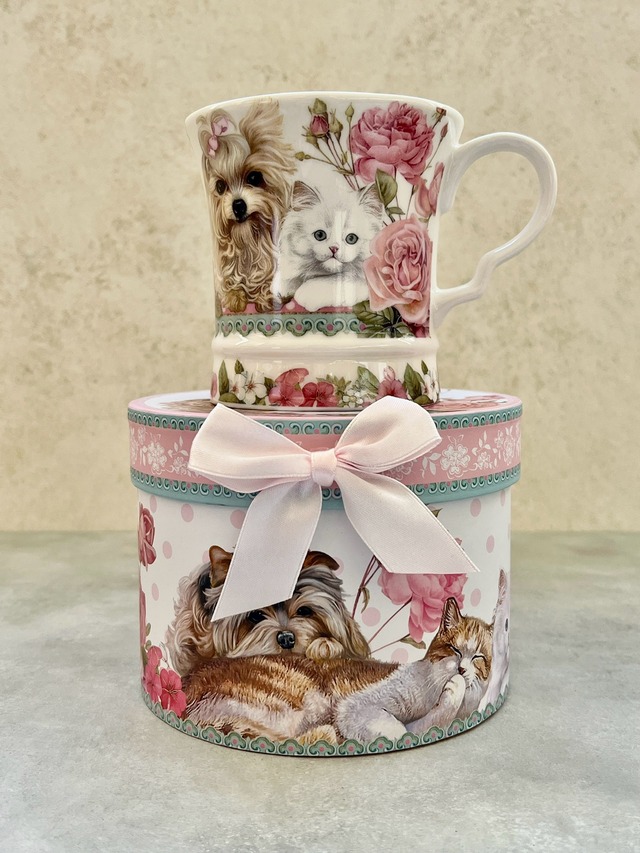 ギフトBOX入りマグカップ【犬と猫】【レッド薔薇】【ピンク薔薇】