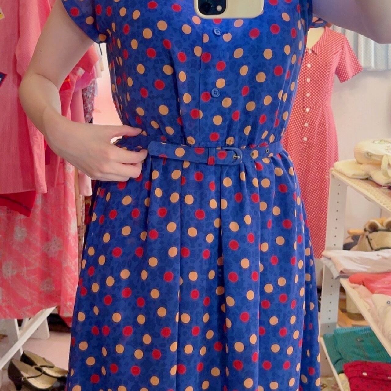 pop coin dot blue sheer one-piece