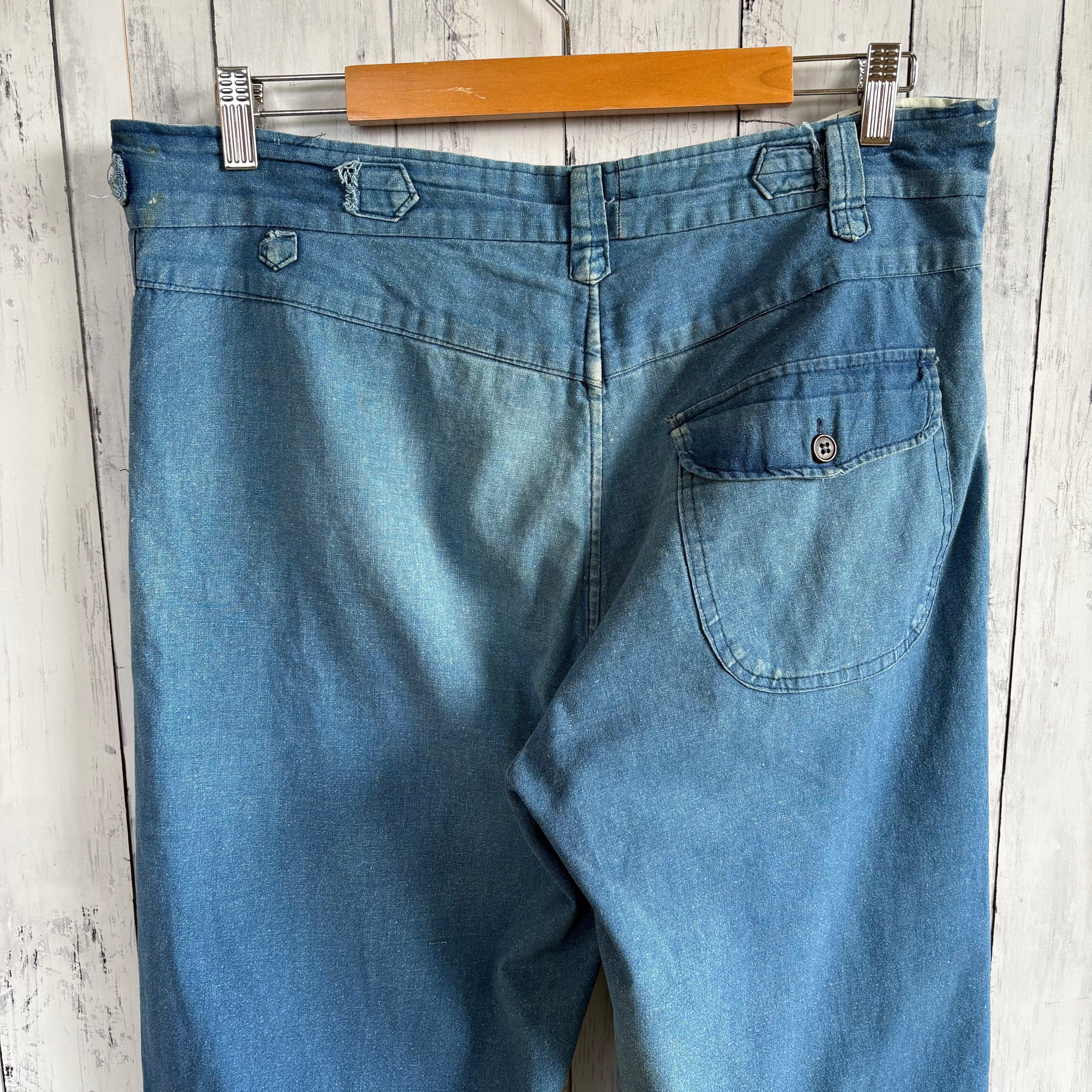 60〜70s フレンチチャイナ インディゴコットンパンツ ワークパンツ