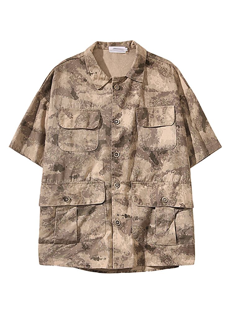 全2色 シャツ トップス 迷彩 カジュアル 半袖 おしゃれ シンプル