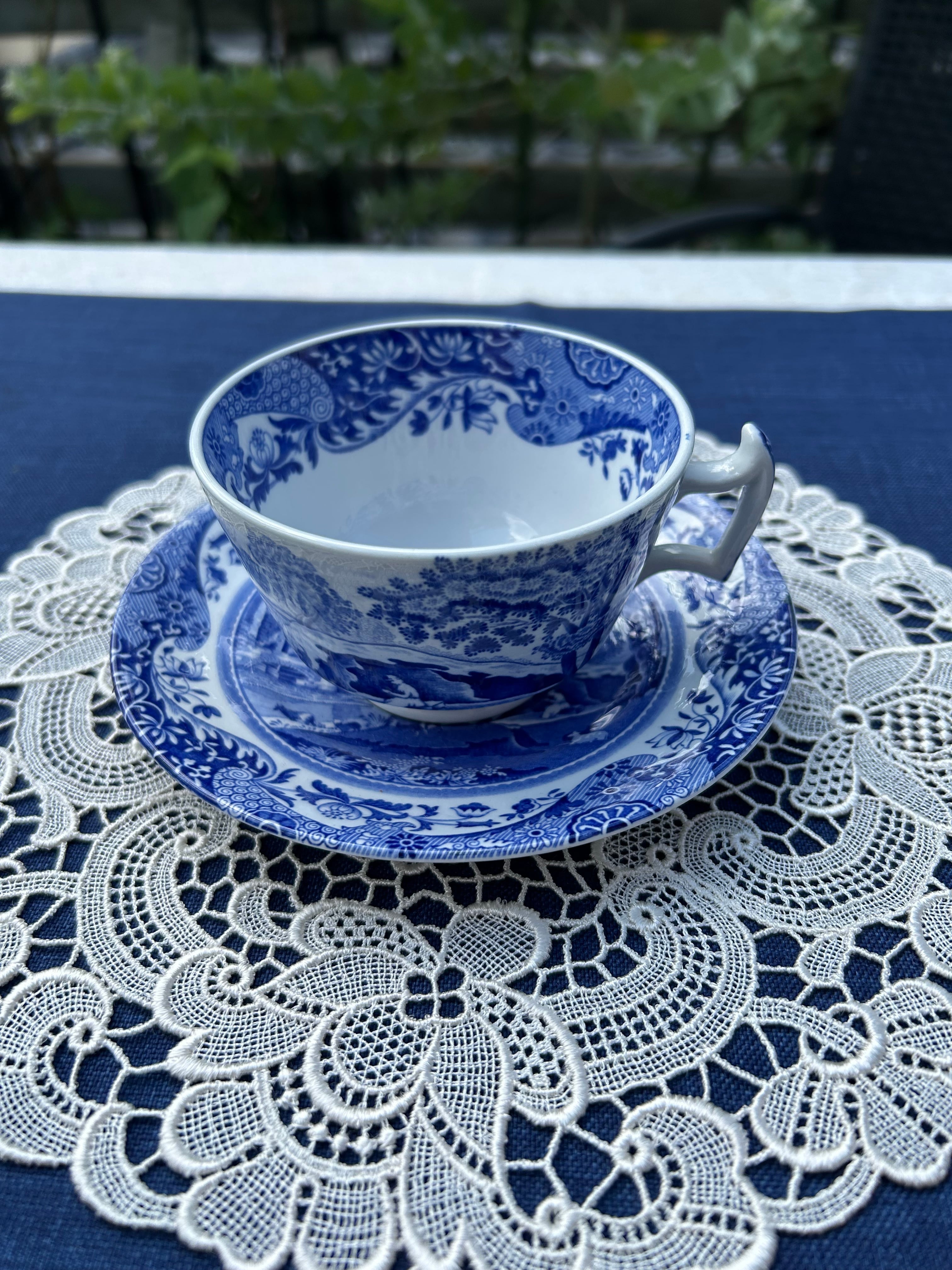 【訳あり】SPODE社　ブルーイタリアン　カップアンドソーサー（Copeland期）