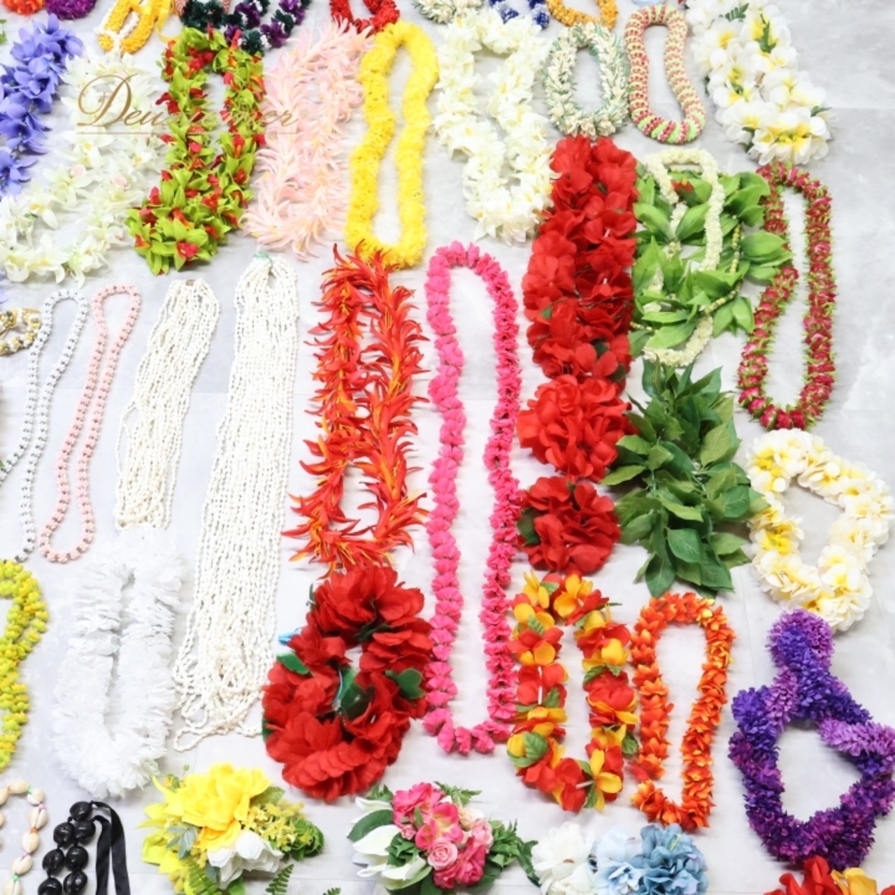 フラダンス 小物 小道具 まとめ売り 全100点以上 セット カラフル ネックレス フラワーレイ リーフレイ シェルレイ 髪飾り バッグ ポーチ フラダンス衣装 小道具セット ダンス 小物セット 民族衣装 ヘアアクセサリー フラワー シェルアクセサリー レイ