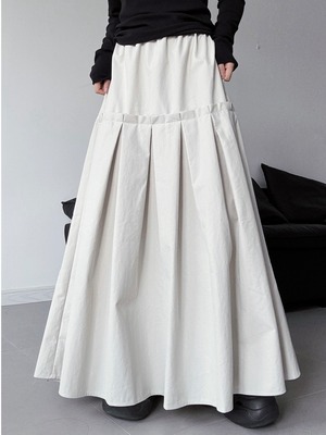 Niche texture pleated long skirt [T2590]