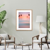 Ethereal Palm Sunset｜南国の夕暮れが誘う幻想的なアートポスター｜穏やかな光と静寂が調和するリゾートモダンインテリアA3ポスター