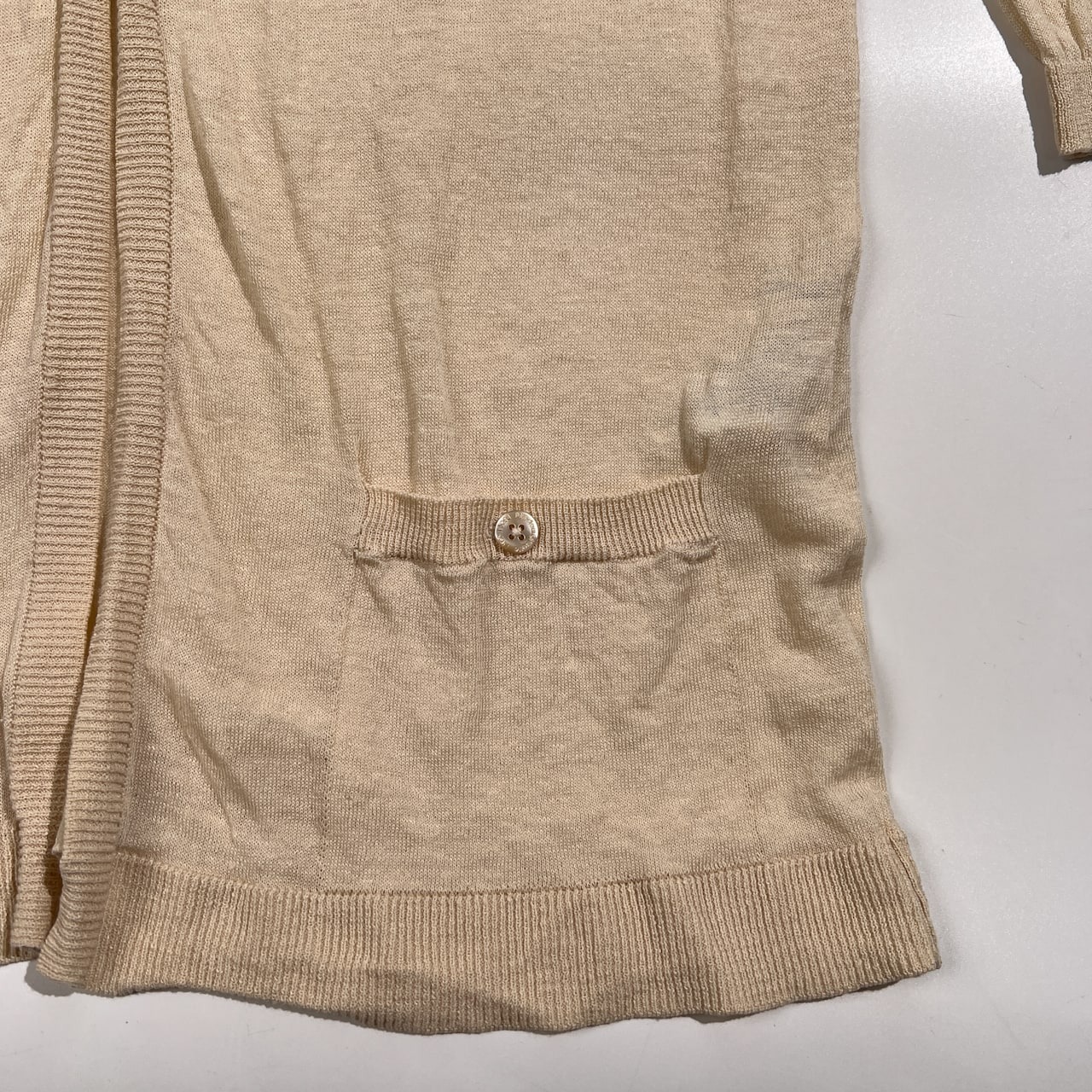 Mademoiselle NON NON マドモアゼルノンノン ロング リネン ニット カーディガン サイズ 38 M /ベージュ系/サマーニット/麻素材