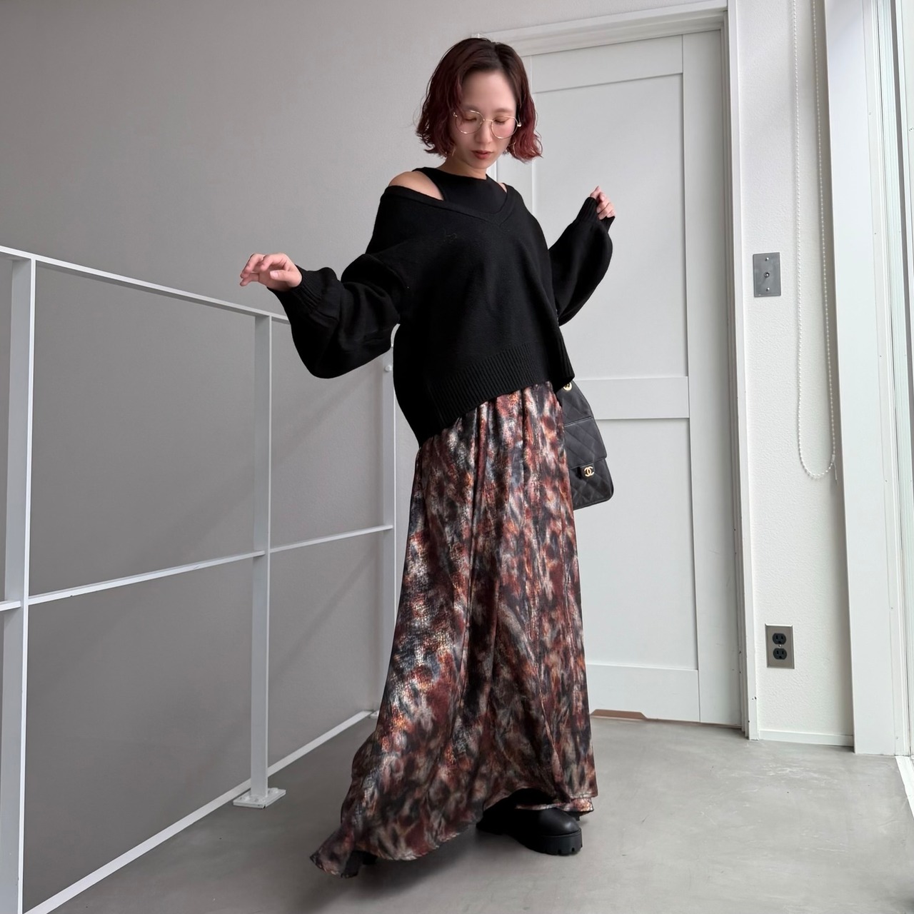 [タンクset]VネックニットPO/ブラック