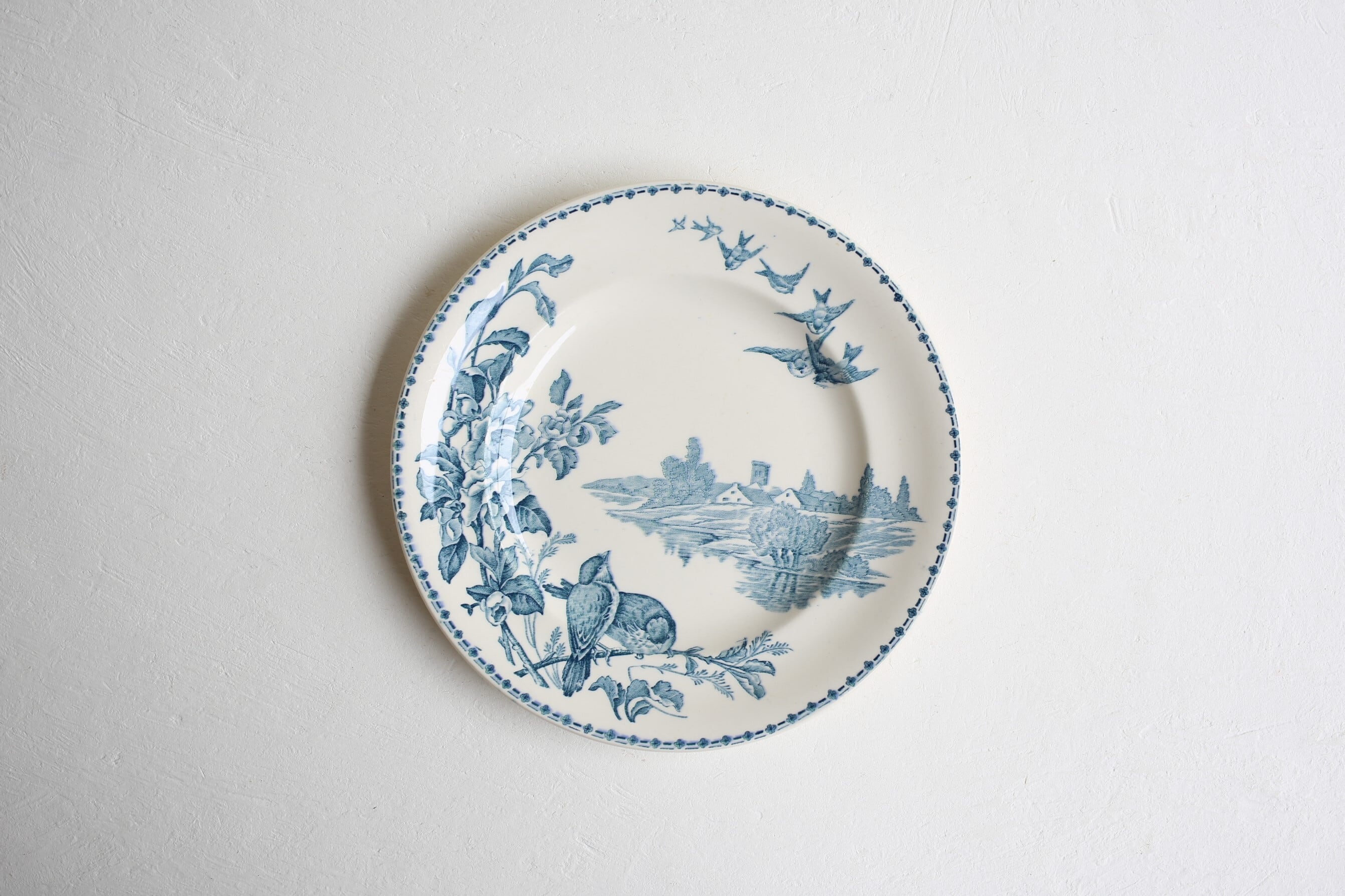 フランス アンティーク LONGWY 『CHAMPETRE』プレート 直径約23.5cm N-04640