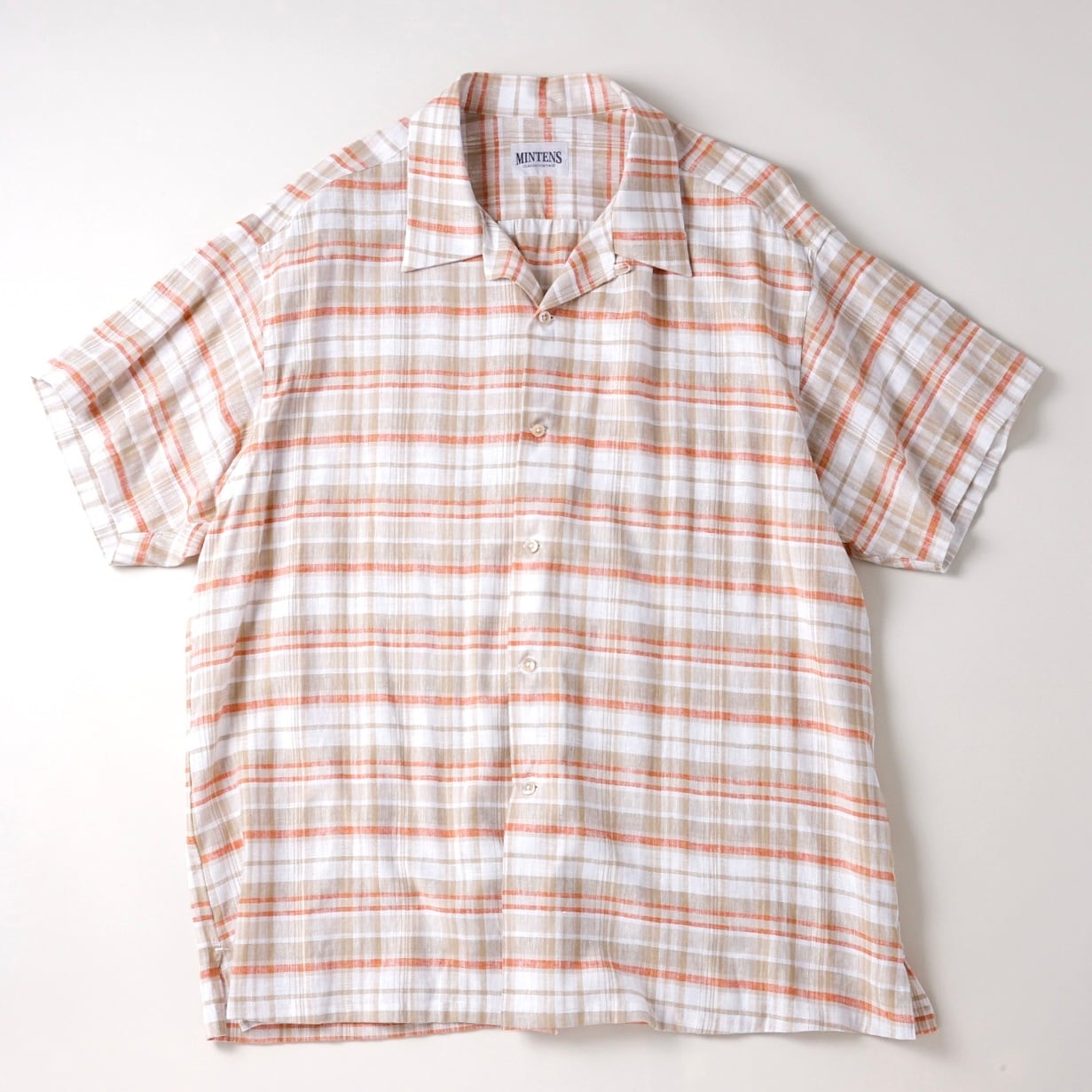 【美品】エグジビット イタリア製 50(XL) 春夏 コットンリネン チェック 新品】MINTENS 1950s vintage linen shirts made in Italian fabrics