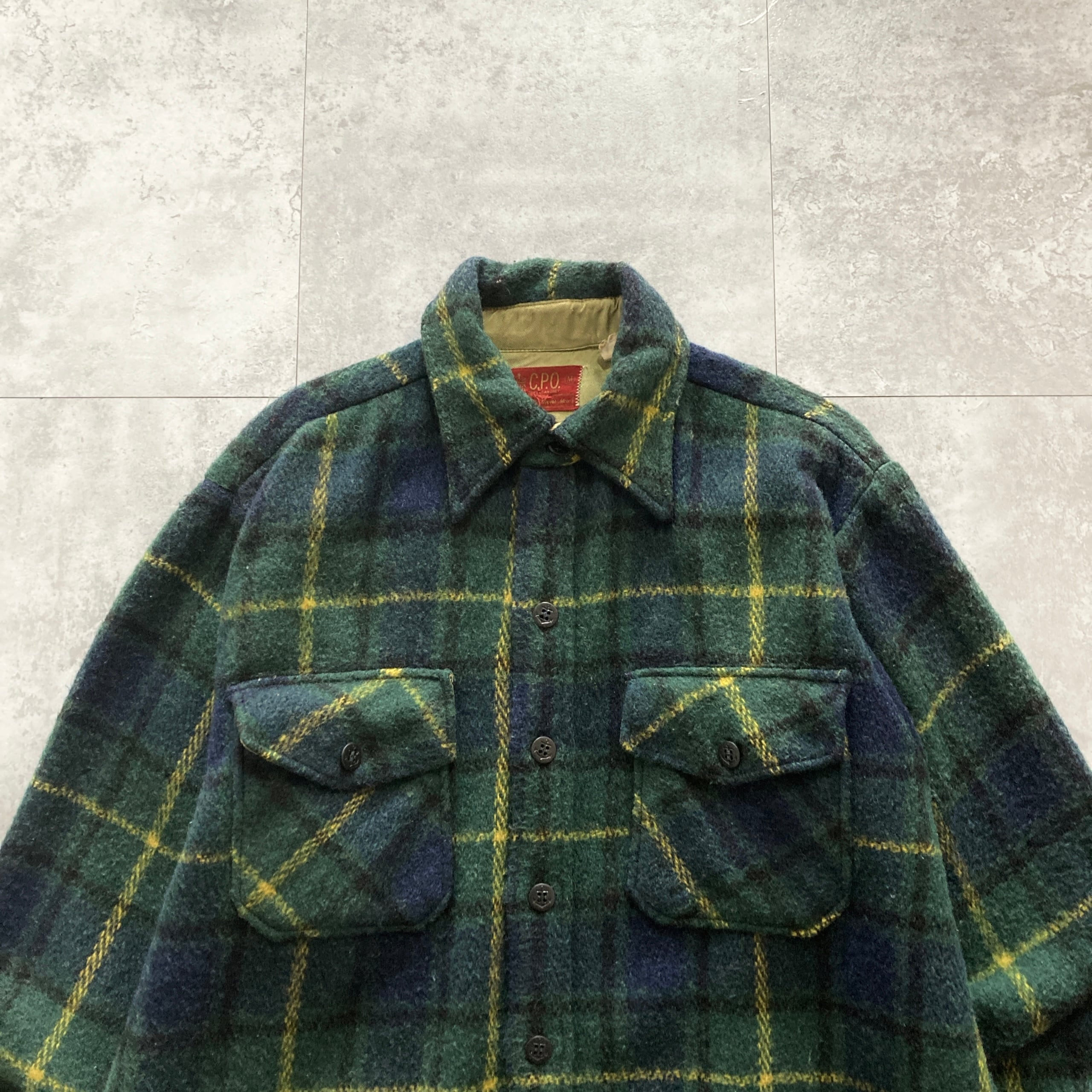 70s】Sears シアーズ 表記M チェック柄 アメリカ海軍 下士官用作業服