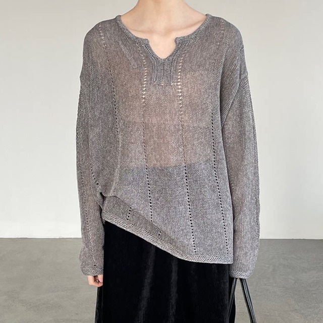 oversized sheer knit　J00518