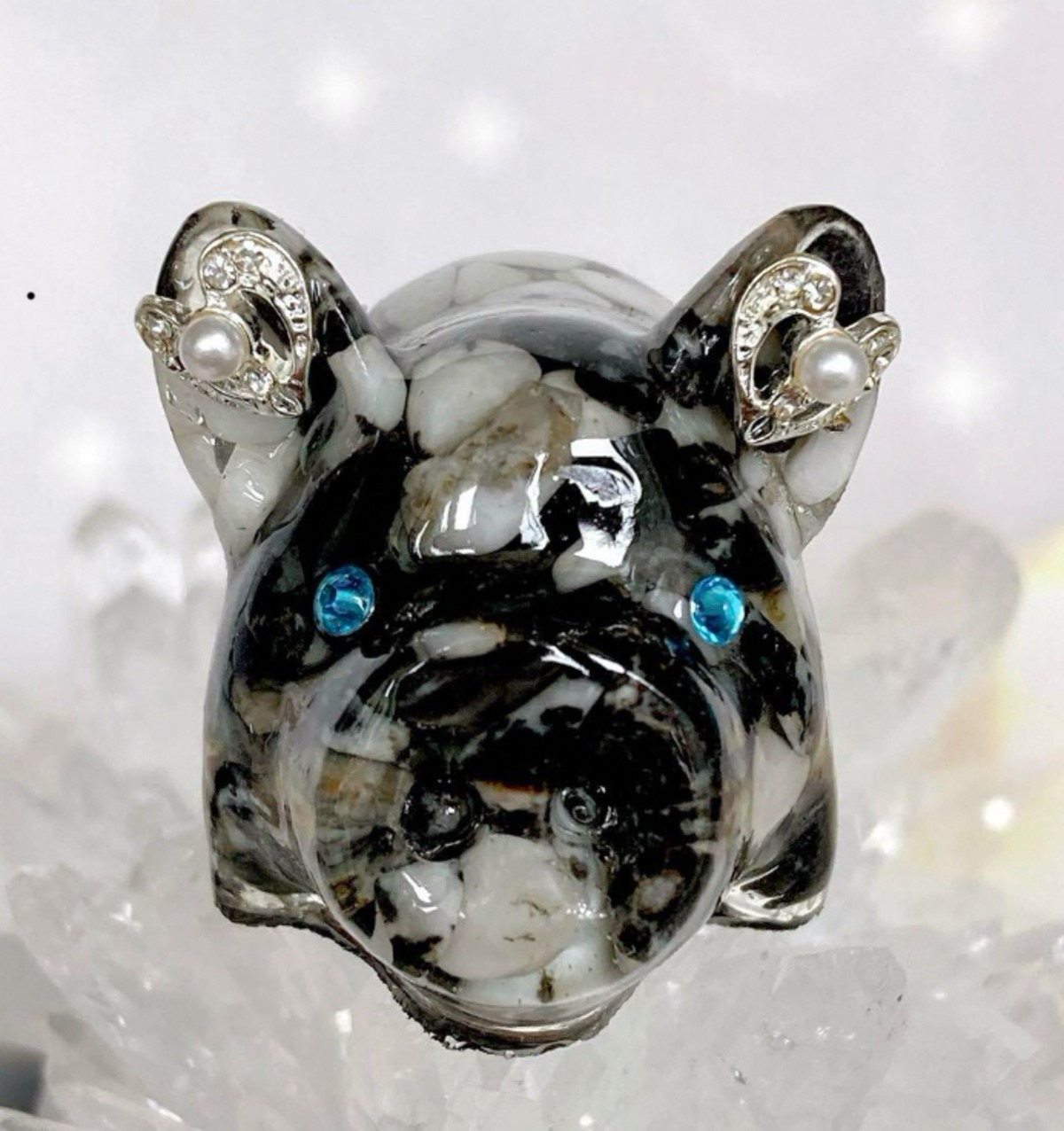 アクアマリン蛇✨ ひきつら 水晶クラスター✨オルゴナイト 