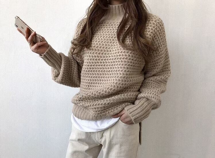 ワッフル編み タートルネックニット  AJ1079-8040