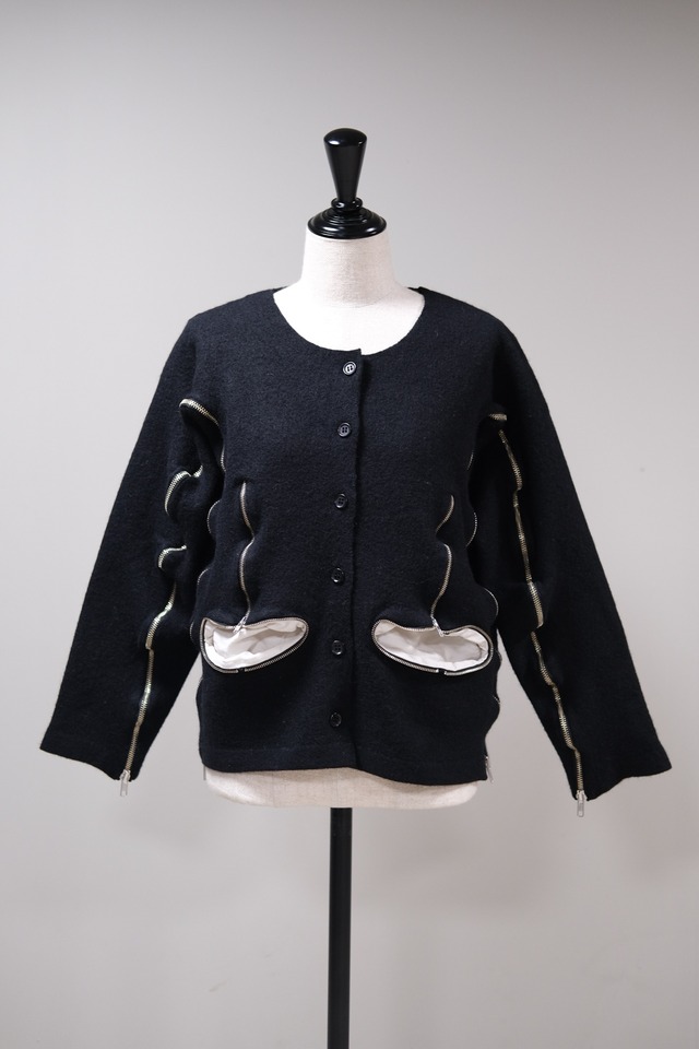 【Pillings】inside zip cardigan -black-