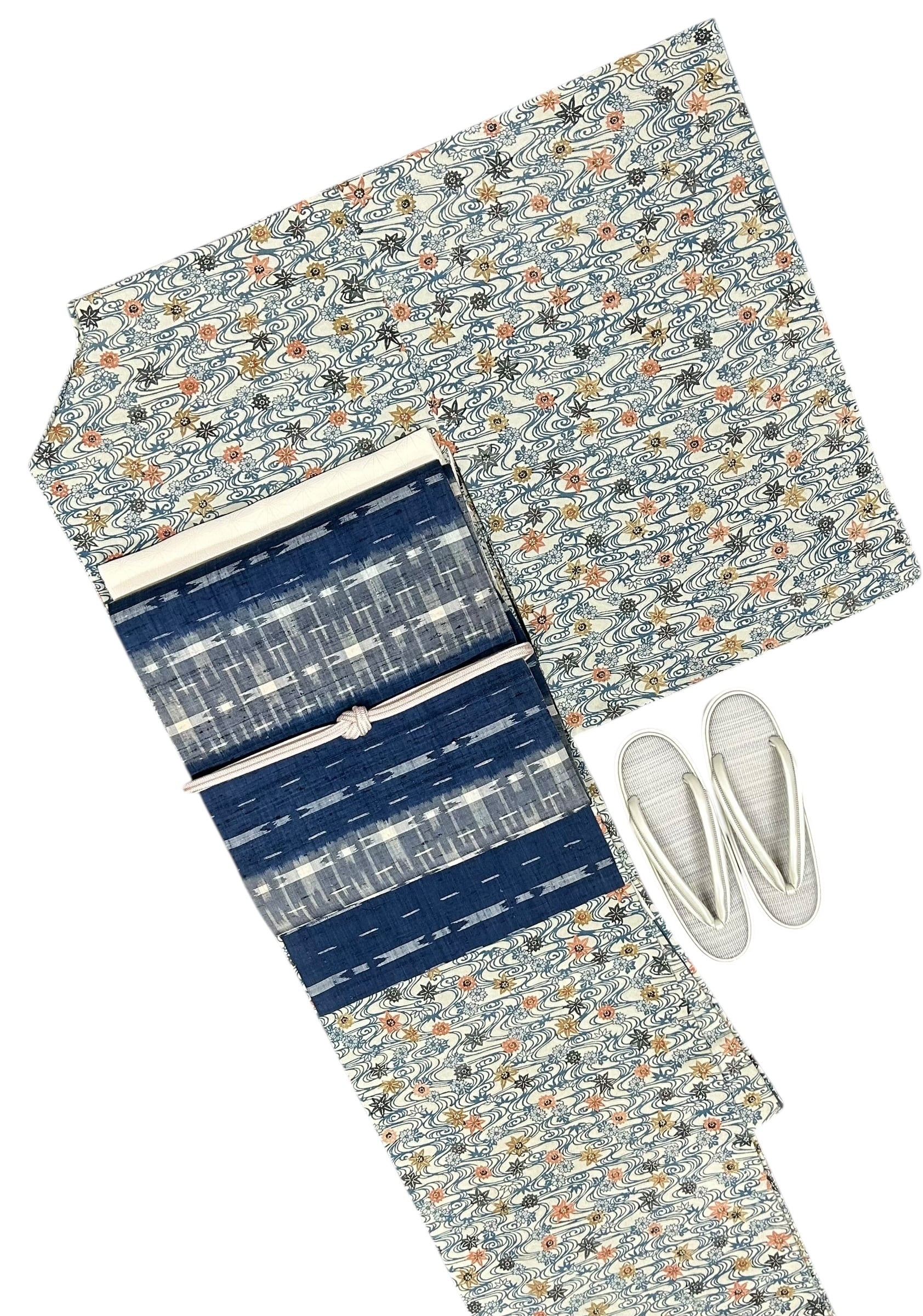 M ～65.5～68㎝ | 着物 ひょうたん堂 高級紬地 袷小紋 ブルーグレーから