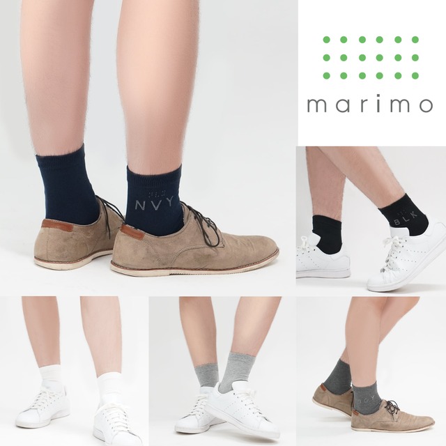 【メンズ】MARIMO みちる 触って分かる靴下 ミドル WHT ホワイト 131100-10