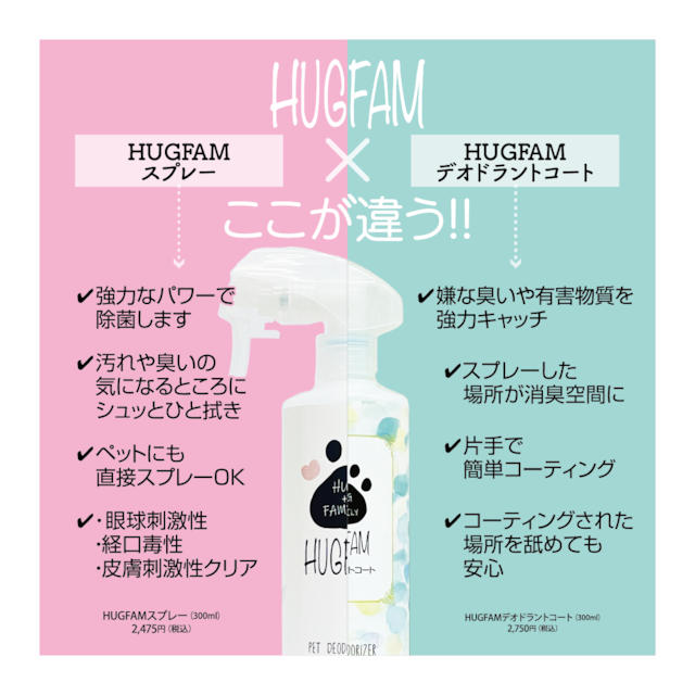 HUGFAMスプレーとHUGFAMデオドラントコートの違い