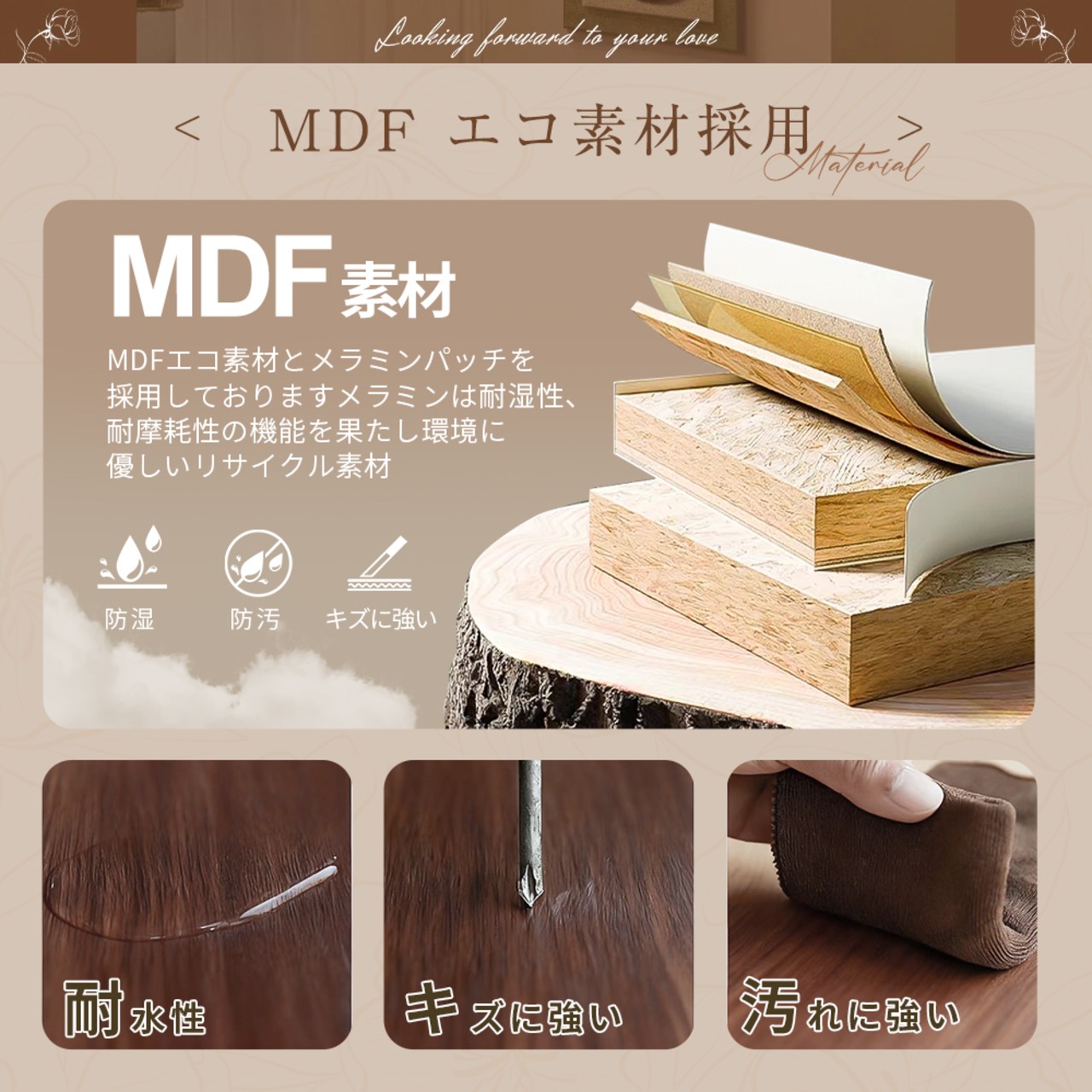 Tiktok ドレッサー おしゃれ 北欧風｜LEDライト付きミラー｜伸縮式・大容量収納・化粧台・デスク兼用｜ナチュラル高級感MDF素材 【スツールなしタイプ】P18-ns