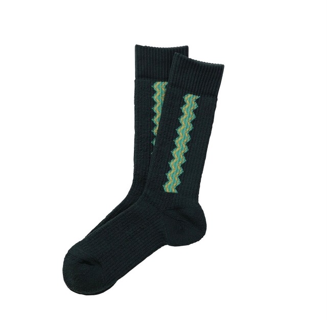 SURFSKATECAMP " ZIG-ZAG WOOL SOCKS " Green