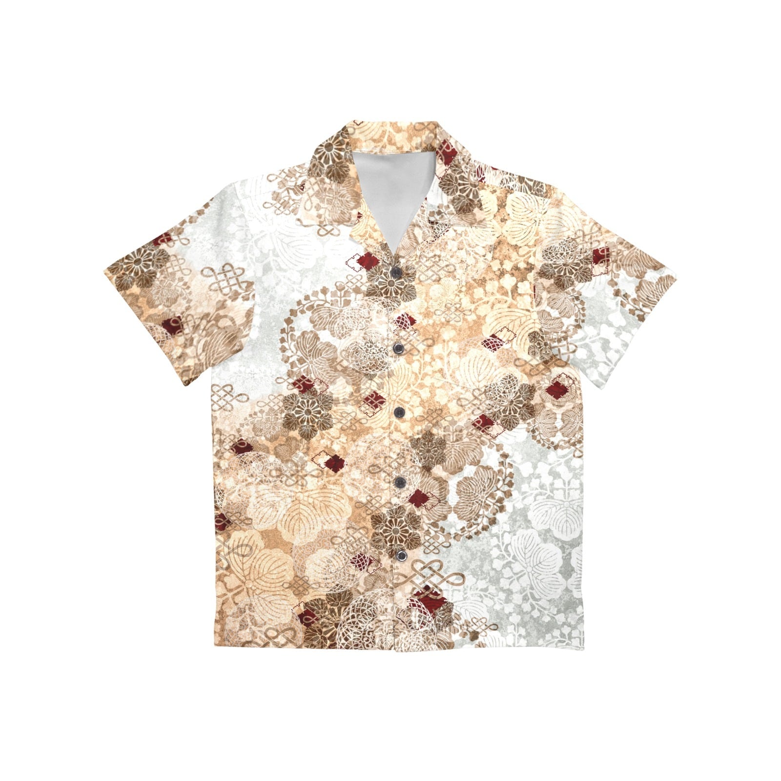 和紋様装飾　白金　キッズアロハシャツ