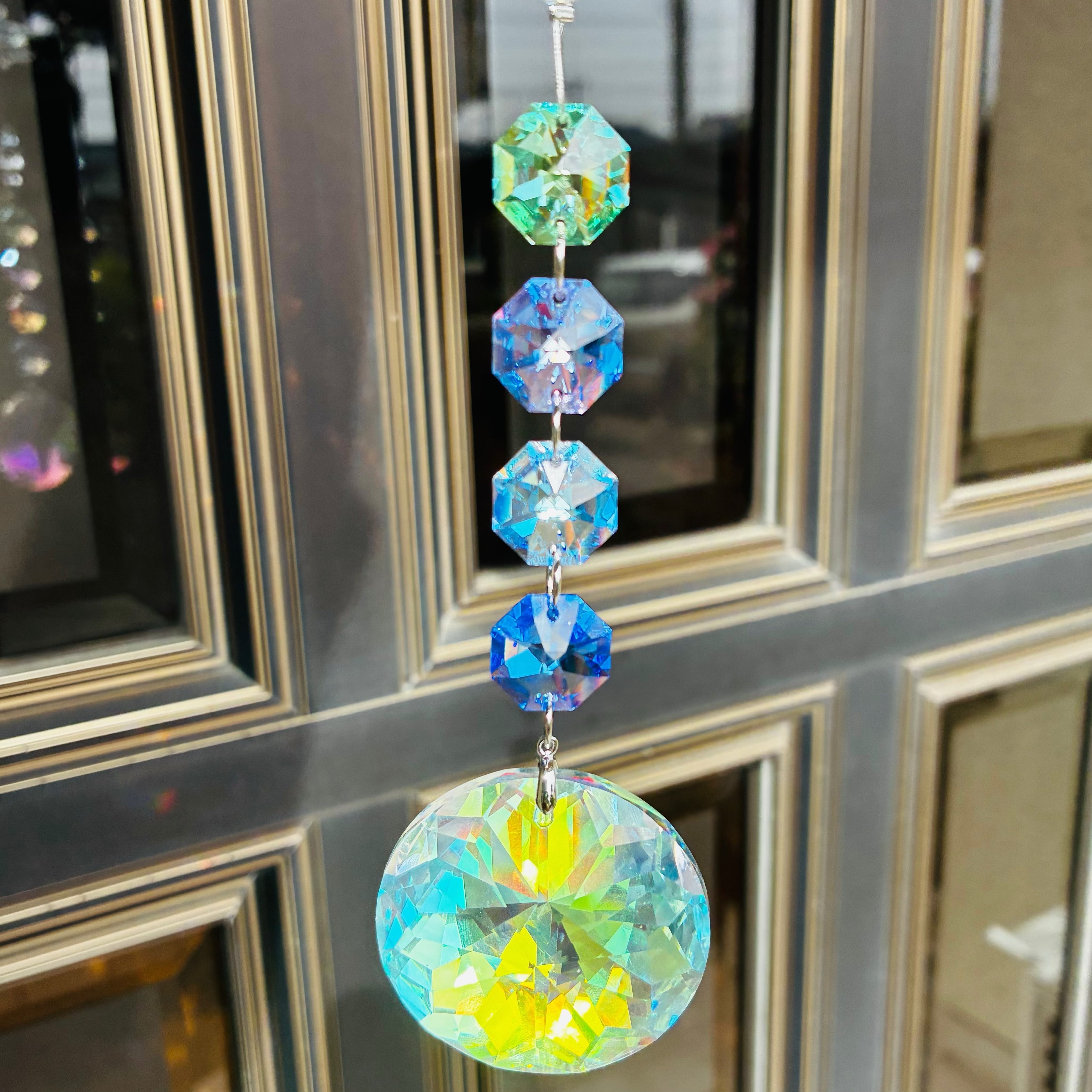 *円形 ロングサンキャッチャー(40mm クリアオーロラ)