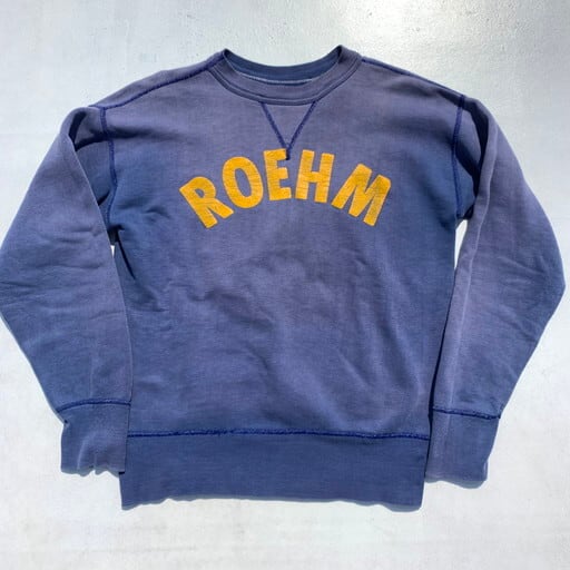 50's Russell Southern ラッセルサザン 前V セットインスリーブ スウェット ブルー イエロー ナス紺 ROEHM ペンキプリント  L~XL USA製 希少 ヴィンテージ BA-888 RM1257H | agito vintage powered by BASE