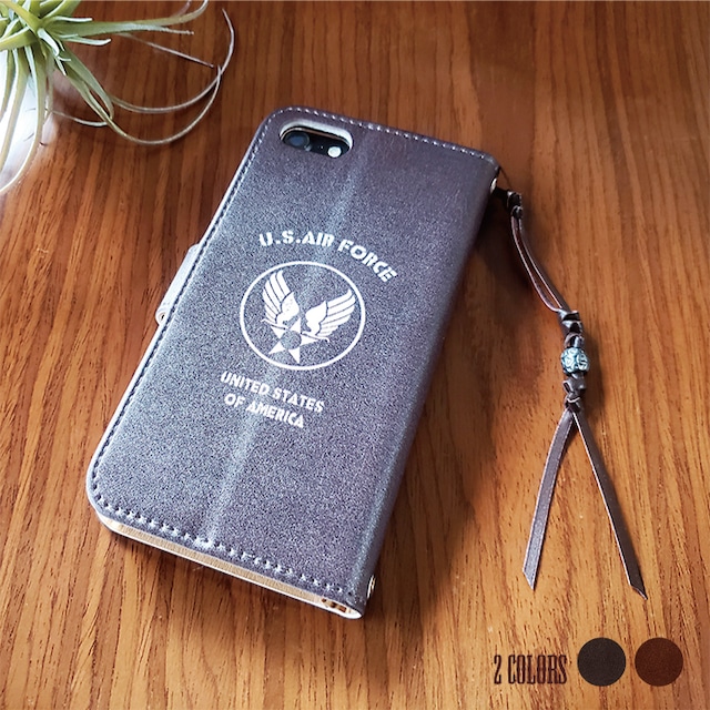 「U.S.AIR FORCE」手帳型スマホケース（iPhone・Android対応）#sc-0046-b【受注生産・通常5〜6営業日発送】