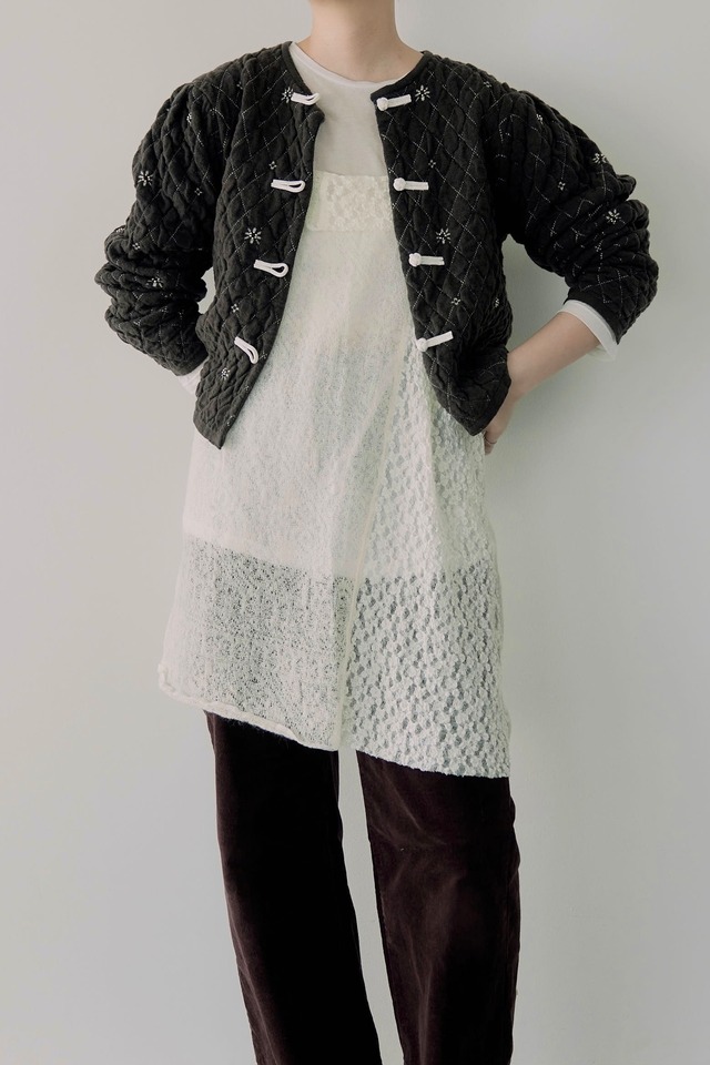 Lace×jacquard lace camisole IVORY