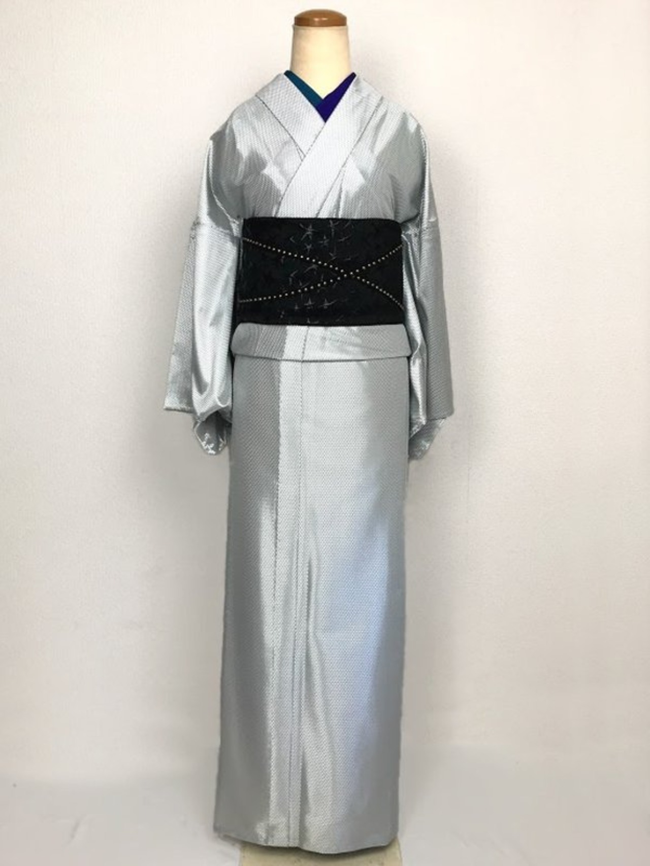 【受注商品】Rumi Rockきもの「バーズアイ」シルバー 　[B461]