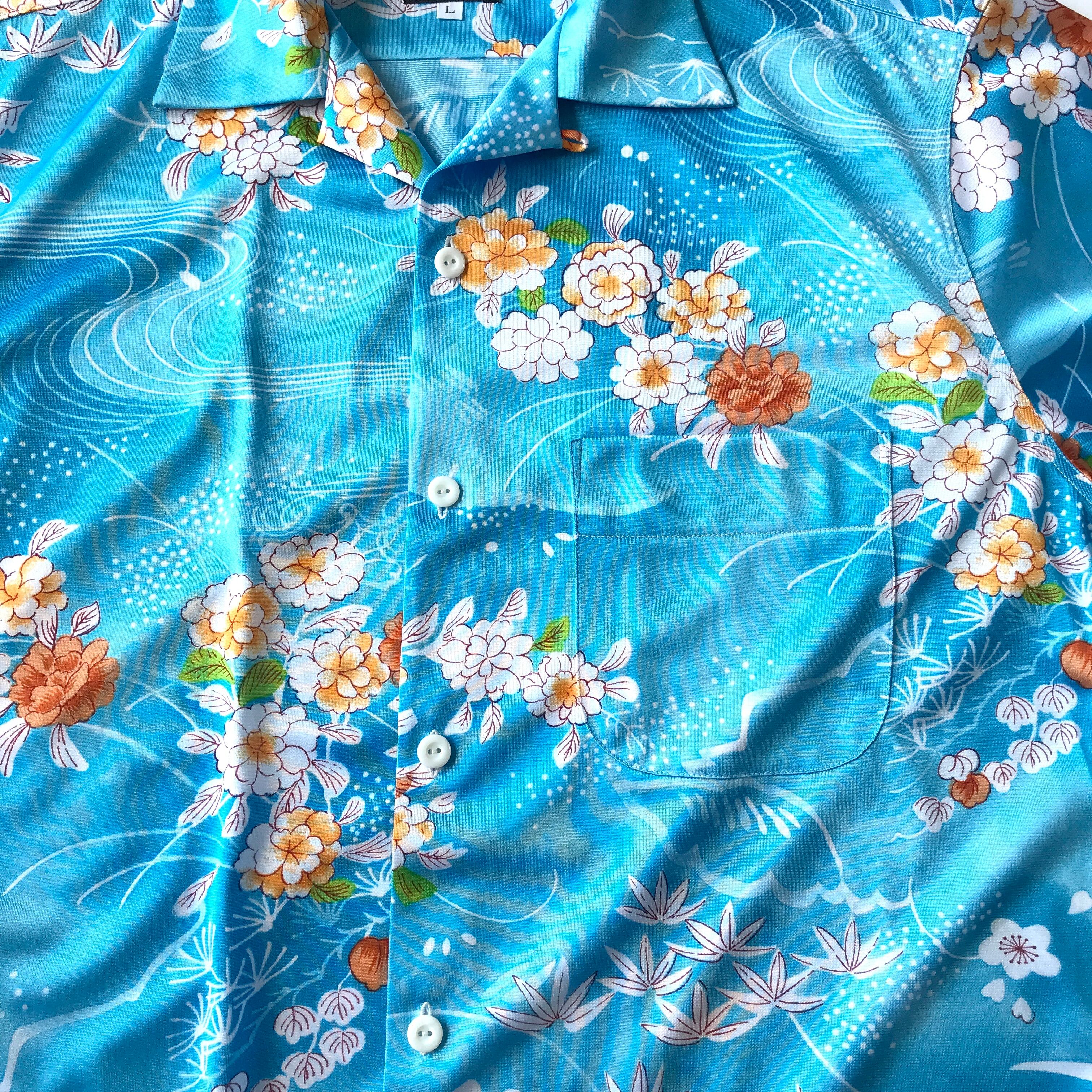 ヴィンテージ オリジナル和柄　アロハシャツ ハワイアンシャツ 50s ヴィンテージ 和柄 ハワイアンシャツ アロハ 雀 | 旅する古着屋