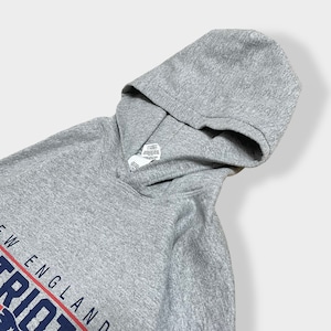 【GILDAN】NFL ニューイングランド・ペイトリオッツ New England Patriots アメフト プリント ロゴ スウェット パーカー フーディー hoodie プルオーバー XL ビッグシルエット 切替 us古着