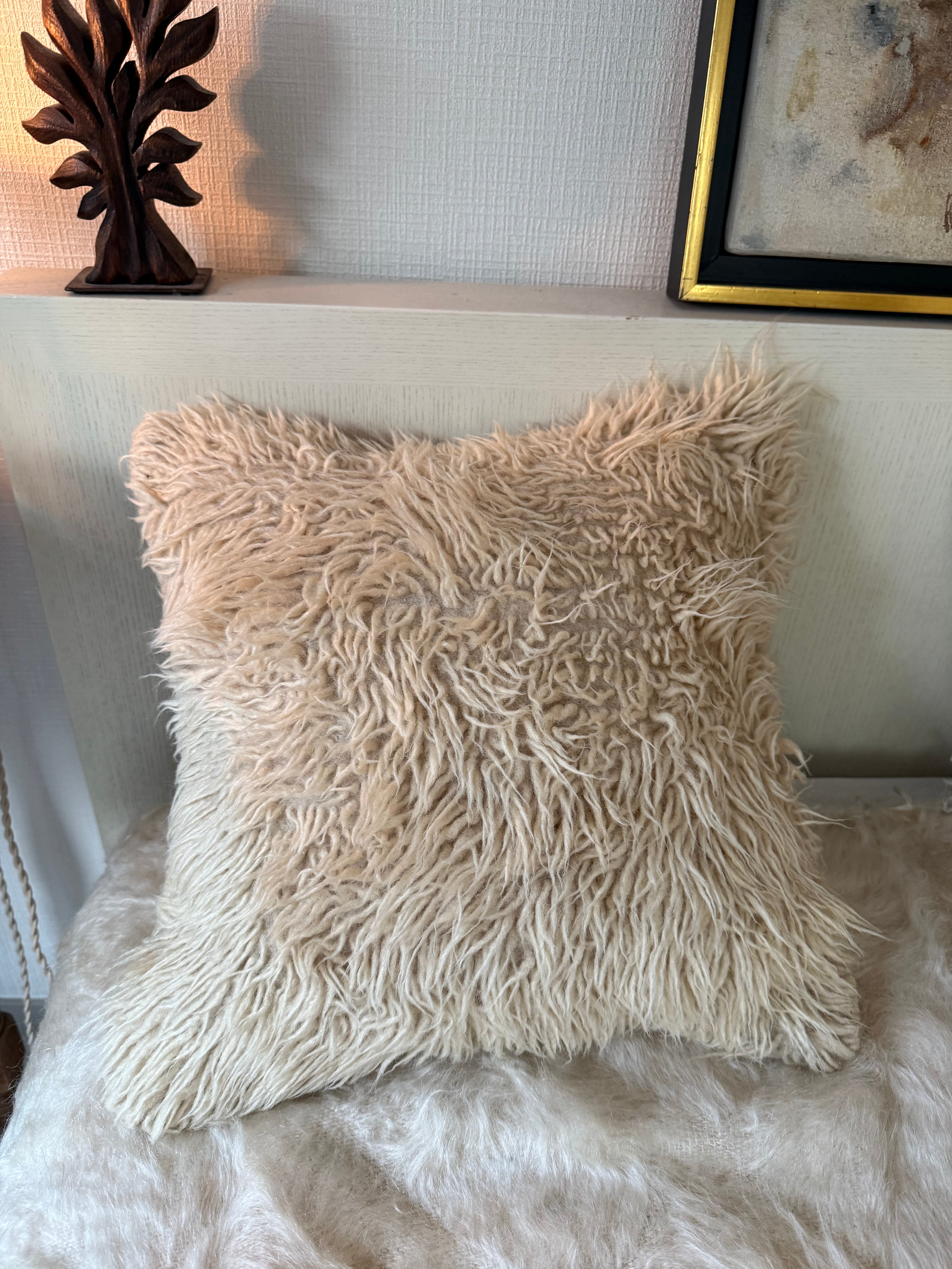 レア　未使用　Ivory購入　羊のTulu トゥル　クッションカバー　40×40 258 Vintage Tulu Sheep Cushion Cover Bヴィンテージ トゥル シープ