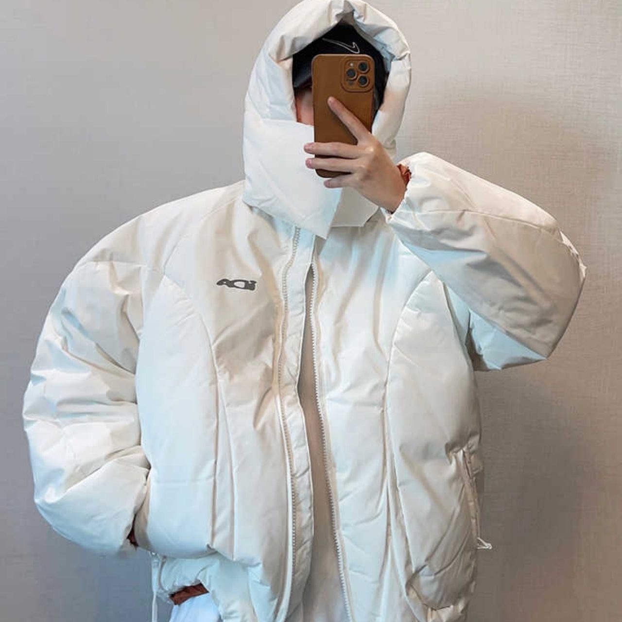 取り外し可能なフード付きヘビーウェイトコットンブルゾン　1034