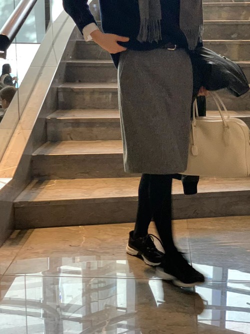 (予約) ounce / Classic herringbone wool midi skirt 2color